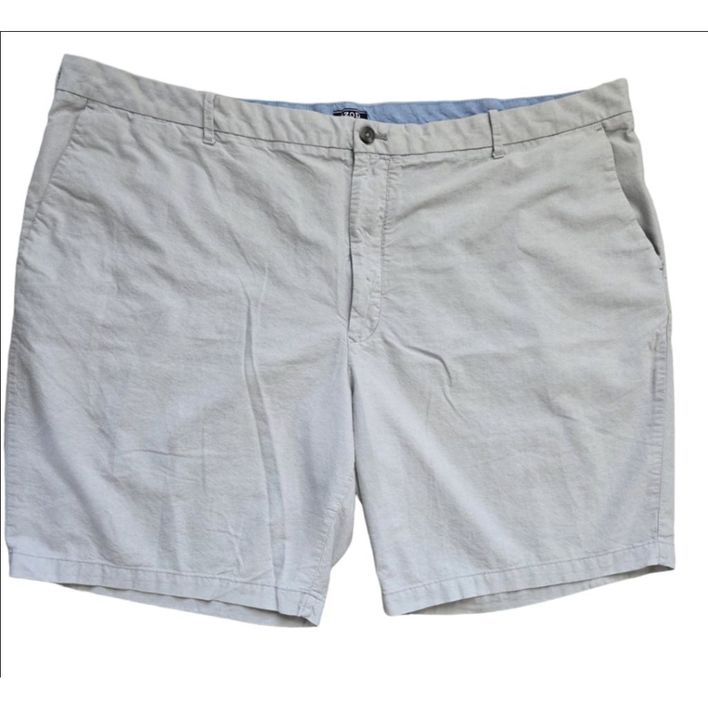Men's IZOD Flat Front Shorts Waist 50 gray with Blue Accents